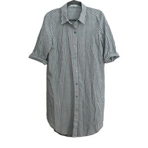 EILEEN‎ FISHER Striped Linen Blend Minimalist Shirt Dress Tunic X-Small